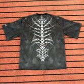 Street T Shirts Washed Old Oversize Hip Hop Skateboard Anime Print Short Sleeve